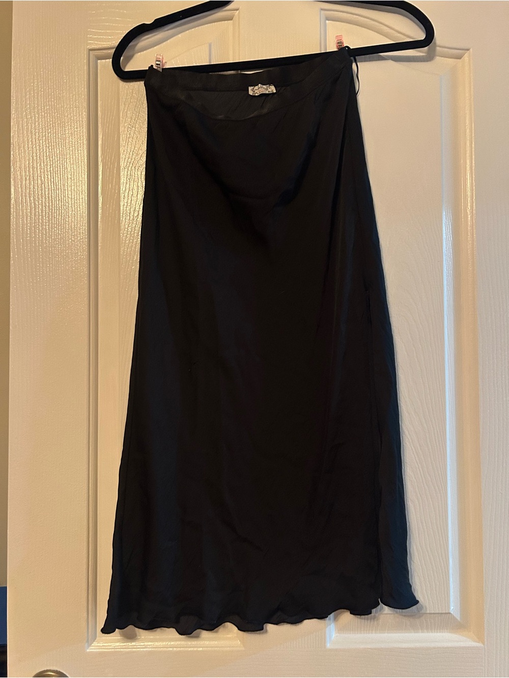 Intimately Free People Black Midi Slip Skirt